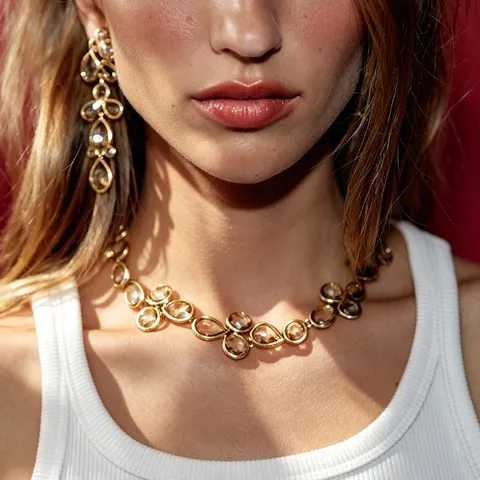 Orecchini Pendenti in Lega di Strass a Goccia Geometrica Collana con Ciondolo Gioielli da Banchetto di Moda per Donna