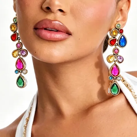 Orecchini Pendenti in Lega di Strass a Goccia Geometrica Collana con Ciondolo Gioielli da Banchetto di Moda per Donna