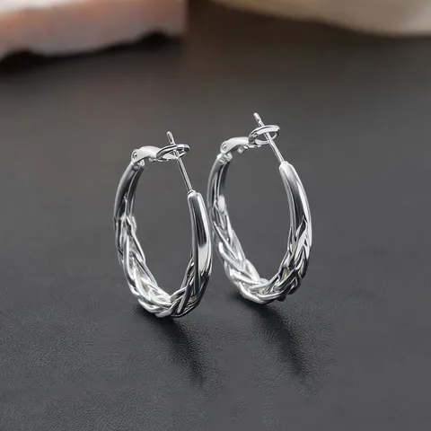 Modieuze Koperen Echt Goud Vergulde Gedraaide Geweven Creolen Voor Dames Minimalistische Geometrische Grote Ronde Cirkel Statement Oorbellen Met 925 Sterling Zilver Stift Sieraden