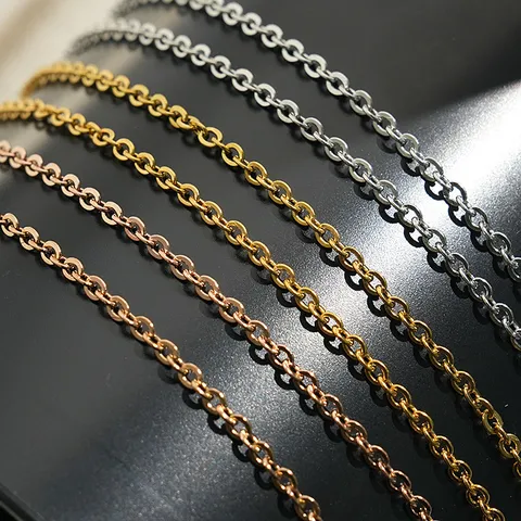 Minimalistische 304 Roestvrijstalen O-Ketting Halsketting Voor Dames Heren PVD Vergulde Sleutelbeenketting DIY Hanger Accessoire Enkele Ketting