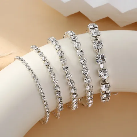 Mode Koper Verguld Strass Klauwketting Armband Ketting Set Voor Vrouwen Elegant Geometrische Sieraden Voor Feest Dagelijks Gebruik