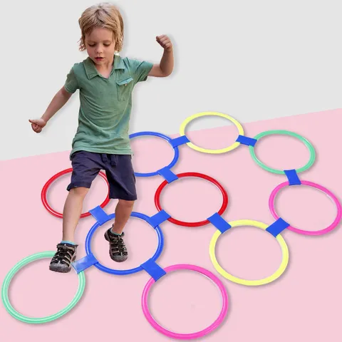 Παιδιά Αισθητηριακή Εκπαίδευση Hopscotch Δαχτυλίδια Σετ Πλαστικά Δαχτυλίδια Άλματος Με Αγκράφες Και Τσάντα Για Εσωτερικό Εξωτερικό Άθλημα