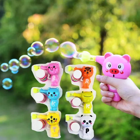 Pistola de Burbujas Manual de Animales de Dibujos Animados para Niños con Solución de Burbujas Juego al Aire Libre