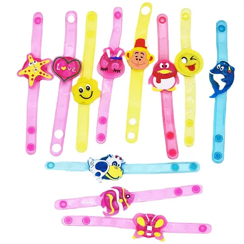 Kids Cartoon LED Flashing Glowing Wristband Toy Party Night Light Silicone Wrist Strap Watch Colorful Night Toy