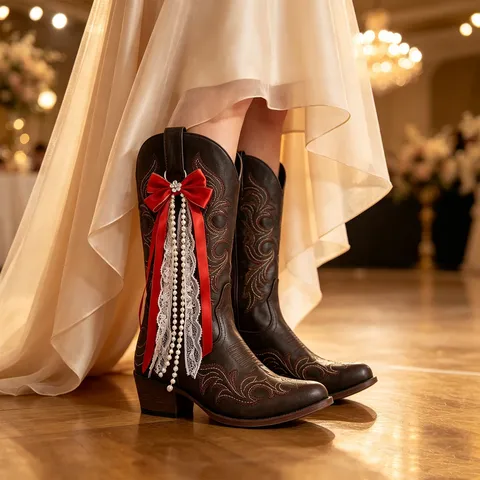 Decorative Bow Ribbon Cowboy Boot Accessories Lace Artificial Pearl Fringe Shoe Charms For Women Footwear