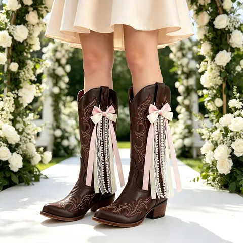 Handgemachte Schleife Perle Spitze Western Stiefel Dekoration Schuhzubehör Für Damen