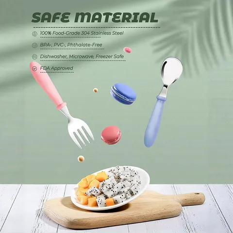 Stainless Steel Kids Tableware Set Portable Toddler Training Fork And Spoon Cutlery With Storage Box Baby Feeding
