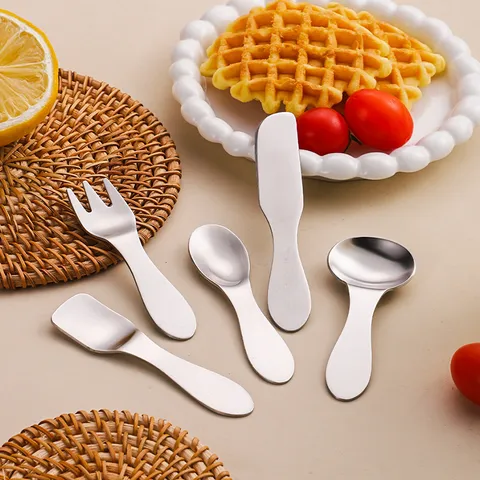 Ensemble de Couverts pour Enfants en Acier Inoxydable 304 Mini Cuillère à Dessert Fourchette