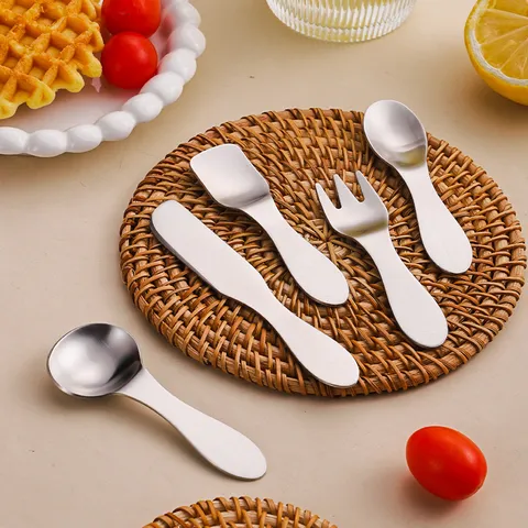 Ensemble de Couverts pour Enfants en Acier Inoxydable 304 Mini Cuillère à Dessert Fourchette