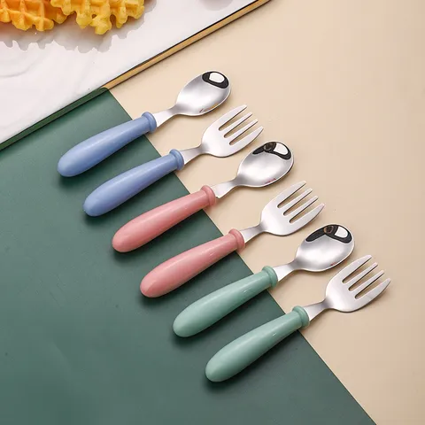 Edelstahl Kinder Besteckset Tragbare Löffel Gabel Mit Aufbewahrungsbox Süße Baby Essbesteck Set