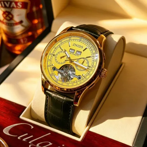 Men's Automatic Mechanical Watch Multifunctional Tourbillon Stainless Steel Waterproof Luminous Business Wristwatch