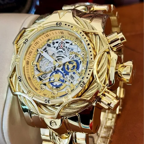 Men's Quartz Watch Big Dial Stainless Steel Alloy Punk Style Waterproof Chronograph Wristwatch For Men