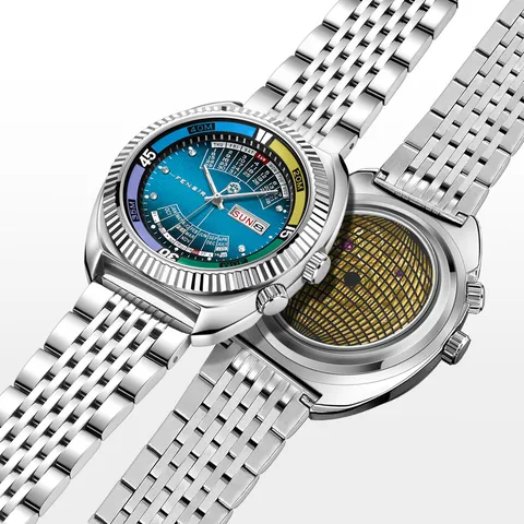 Fensir Men Quartz Watch Stainless Steel Large Dial Double Calendar Business Waterproof Wristwatch