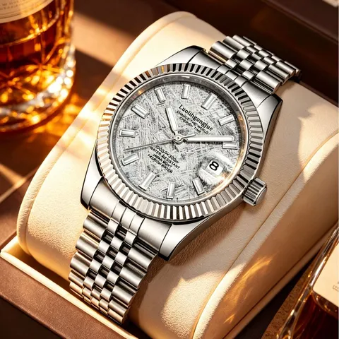 Men Automatic Mechanical Watch Stainless Steel Business Waterproof Wristwatch With Unique Dial Design