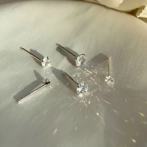 925 Sterlingsilber Herz Ohrstecker Für Damen Minimalistische Kleine Strass Herzohrringe Koreanischer Täglicher Schmuck
