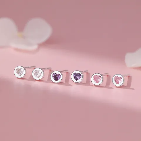 S999 Feinsilber Herz Zirkonia Ohrstecker Mini Zierliche Liebe Herz Stecker Für Damen Süße Kleine Knorpel Ohrring Schmuck