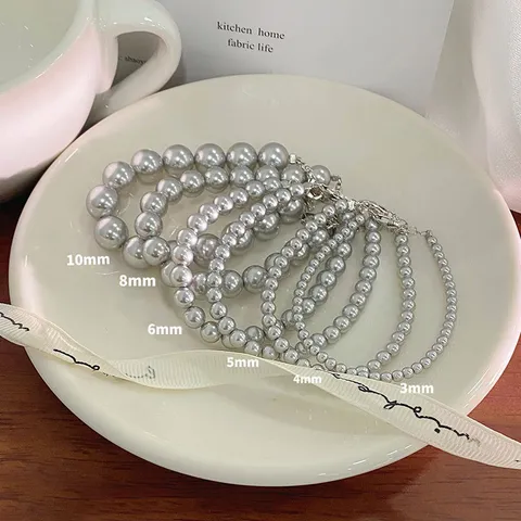 925 Sterlingsilber Perlenarmband Für Damen Elegantes Französisches Design Künstliche Weiße Graue Perlen Armband Schmuck Geschenk