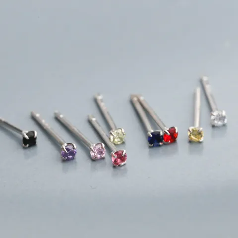 Mini 925 Sterlingsilber Ohrstecker Für Damen Herren Mehrfarbige Strass Geometrische Ohrknorpelstecker Minimalistischer Schmuck