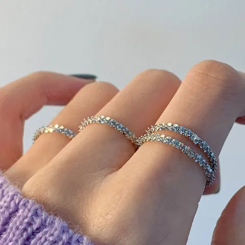 925 Sterlingsilber Italienischer Glitzer Schlichter Ring Minimalistisch Stapelbar Damen Ring Feiner Schmuck Geschenk
