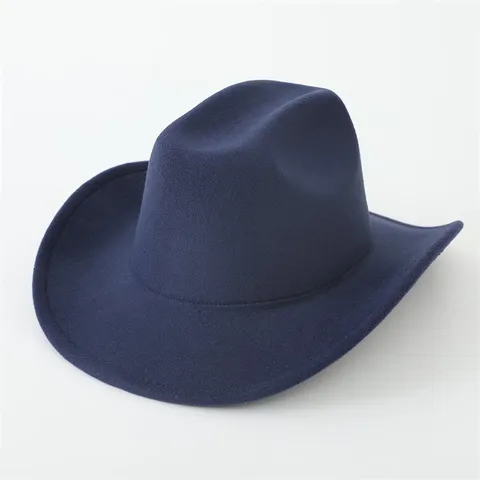 Vintage Einfarbig Western Cowboyhut Polyester Breite Krempe Jazz Hut Outdoor Winddicht Warm Herren Damen