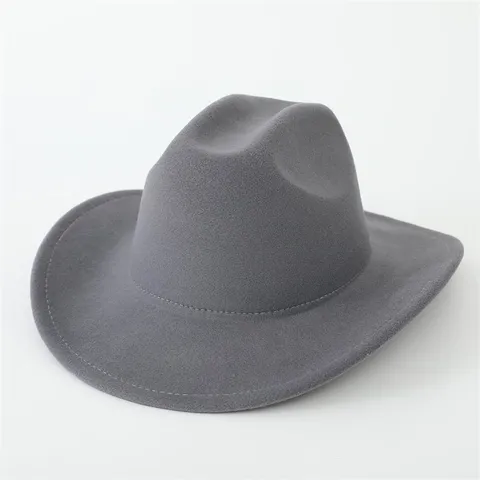 Vintage Einfarbig Western Cowboyhut Polyester Breite Krempe Jazz Hut Outdoor Winddicht Warm Herren Damen