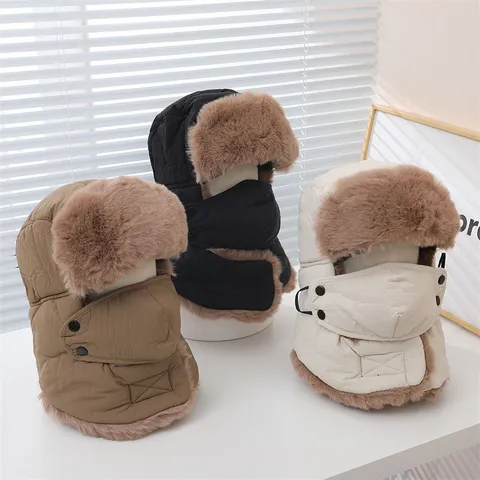 Winter Thermal Trapper Hat For Men Women Windproof Bomber Hat With Ear Flaps Face Cover Outdoor Skiing Warm Hunting Hat