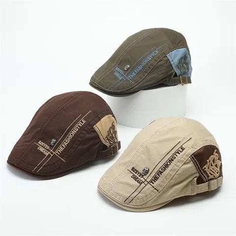 Unisex Polyester Schiebermütze Gestickte Buchstaben Totenkopf Punk Barett Sonnenschutz Winddicht Kurze Krempe Outdoor Lässige Mütze