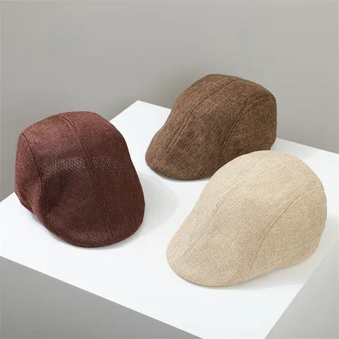 Gorra Plana Retro Transpirable Para Hombres Mujeres Verano Protección Solar Gorra Gatsby Color Sólido Casual Al Aire Libre