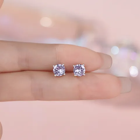 S999 Feinsilber Ohrstecker Für Damen Bunte Strass Runde Geometrische Kleine Frische Dopamin Ohrringe Schmuck