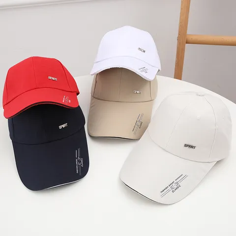 Unisex Knitted Long Brim Baseball Cap Cotton Polyester Sun Protection Outdoor Sports Adjustable Fashion Letter Summer Hat