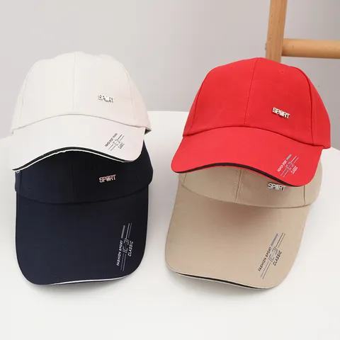 Unisex Knitted Long Brim Baseball Cap Cotton Polyester Sun Protection Outdoor Sports Adjustable Fashion Letter Summer Hat