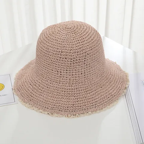 Japanese Style Lace Straw Hat Women Summer Crochet Bucket Hat Foldable Sunshade Beach Sun Hat Breathable Handcrafted Hat