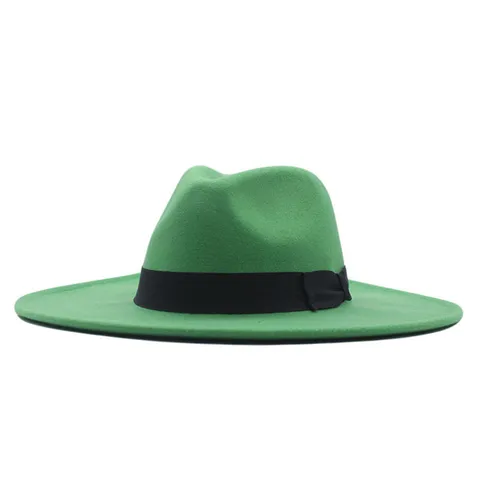 Damen Herren Wollfilzhut Fedora Jazz Hut Elegante Bandverzierung Einfarbig Herbst Winter Große Krempe Performance Hut