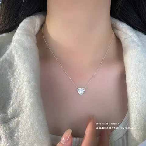 Süße Silber Schmetterling Herz Muschel Anhänger Halskette Funkelnden Strass Galvanisiert O-Kette Choker Geschenk Für Damen Täglichen Schmuck