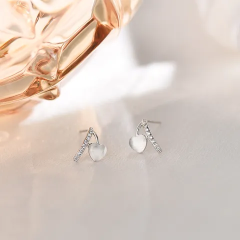 925 Sterlingsilber Herz Ohrstecker Für Damen Minimalistische Geometrische Linie Strass Schmuck Mode Accessoires Geschenk