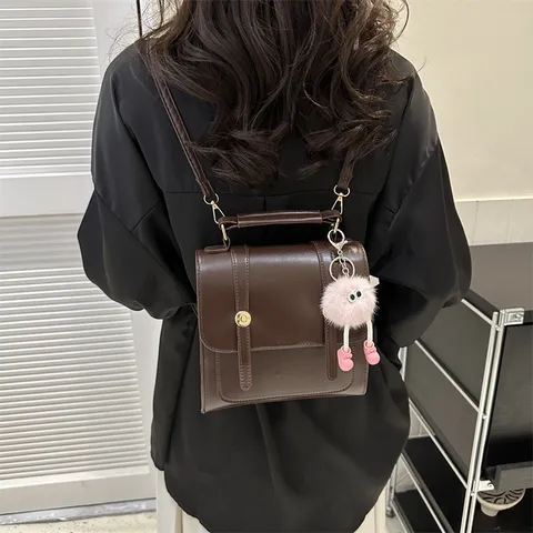 Dames Mode PU Leer Casual Rugzak Kleine Mini School Boektas Stijlvolle Daypack Met Pluche Hanger