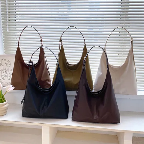Grote Capaciteit Tote Tas Voor Dames Casual Woon-werkverkeer PU Lederen Schoudertas Eenvoudige Effen Kleur Hobo Tas Mode Handtas