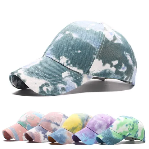 New Korean Tie Dye Baseball Cap Unisex Cotton Polyester Sun Protection Hat Colorful Pattern Summer Outdoor Adjustable Cap
