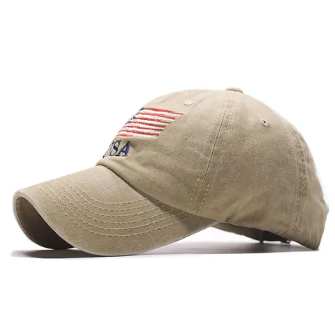 Washed Distressed American Flag Embroidery Baseball Cap For Men Women Cotton Adjustable USA Letter Sunshade Hat
