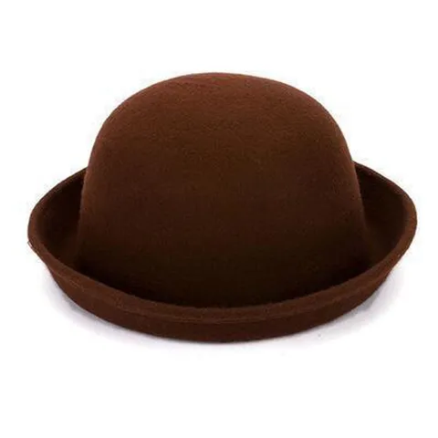 Mode Femmes Enfants Chapeau Melon en Feutre de Polyester Style Britannique Fedora Automne Hiver Parent Enfant Chapeau de Fête Élégant