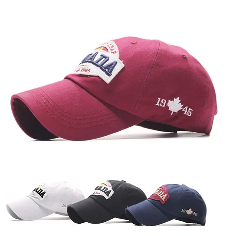 Unisex Casual Cotton Embroidery Baseball Cap Canada 1945 Maple Leaf Sun Hat Adjustable Outdoor Sports Fashion Snapback Cap