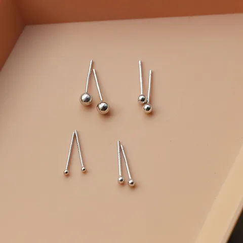 Minimalistische S999 Reines Silber Kugel Ohrstecker Weißgold Vergoldet Kleine Runde Perle Ohrring Schmuck Geschenk Für Damen