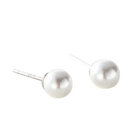 Minimalistisch 925 Sterling Silber Künstliche Perle Ohrstecker Für Damen Koreanischer Stil Einfach Rund Geometrisch Schmuck Geschenk