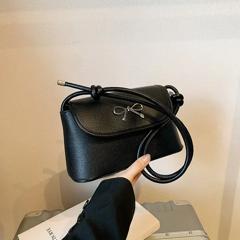 Dames Mode PU Leer Crossbody Tas Casual Effen Kleur Schoudertas Met Elegante Strik En Verstelbare Band