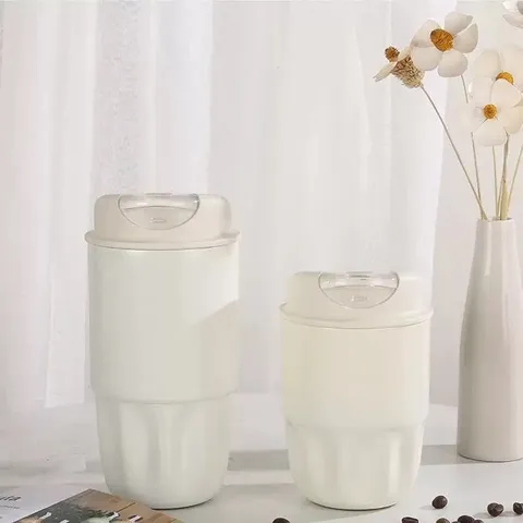 Edelstahl Isolierte Kaffeetasse Tragbarer Vakuum Thermosbecher Mit Strohhalm Blumenmuster Doppelter Drink Reisebecher