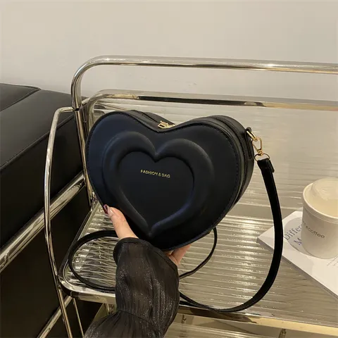Dames Mode Hartvormige Crossbody Tas PU Leer Niche Ontwerp Kleine Schoudertas Trendy Leuke Messenger Tas