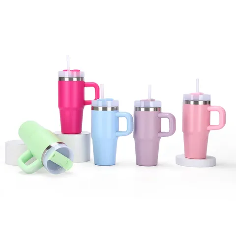 Stainless Steel Vacuum Insulated Tumbler With Handle And Straw Portable Car Coffee Mug Travel Water Bottle