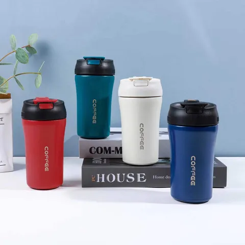 Tazza da Caffè da Viaggio Isolata Sottovuoto in Acciaio Inossidabile a Doppia Parete Bicchiere a Prova di Perdite con Coperchio a Scatto