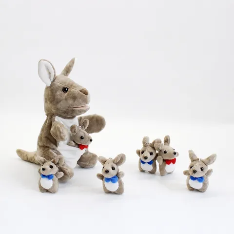 Lindo Títere de Mano de Canguro Madre y Bebé Juguete de Peluche Muñeca de Animal Relleno Suave Juguete Interactivo de Cuentos para Regalo de Niños