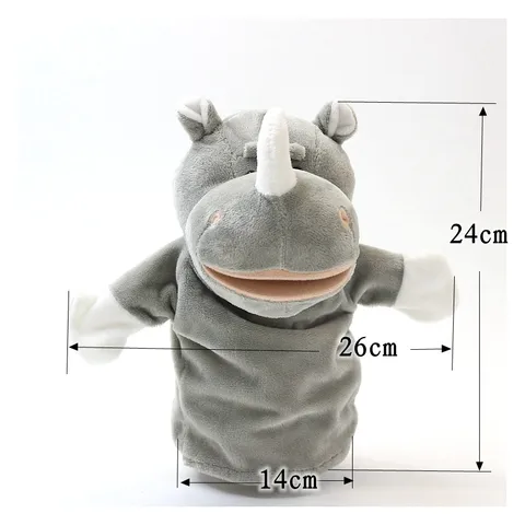 Simpatico Cartone Animato Rinoceronte Peluche Burattino Animale Peluche Bocca Mobile Morbido Giocattolo Educativo